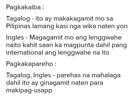 Pagkakaiba ng wikang filipino at wikang ingles